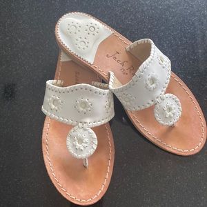 Jack Rogers classic 1960 white leather sandals.